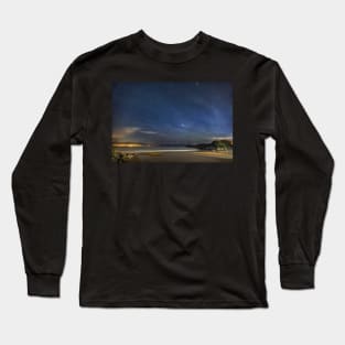 Caswell Bay on Gower in Wales at Night Long Sleeve T-Shirt